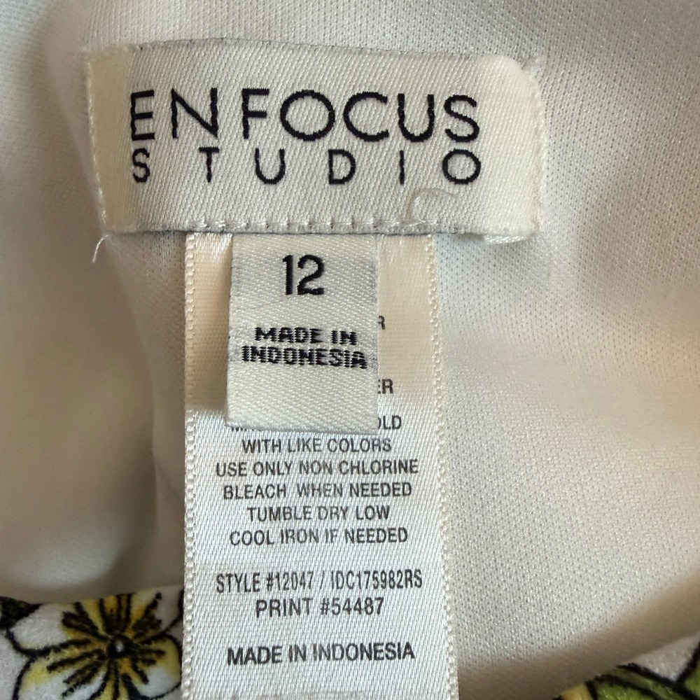 Enfocus Studio Womens Floral Sheath Dress White Yellow‎ Flutter Sleeve Size 12 - Picture 4 of 9